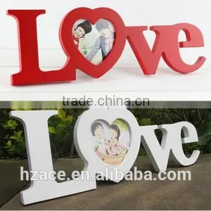 White Red Love Design Wedding Decoration Wooden Photo Frame thumbnail-3