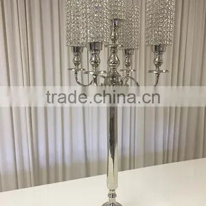 High Quality Black Candelabra With Glass Votive, Black Centerpiece For Wedding thumbnail-5