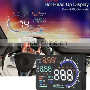 Hot-selling New Colorful Big 5.5 Display Screen Car HUD Head Up Display OBD2 Feul Comsuption/Speed/Tire Pressure Alarm Car HUD thumbnail-1