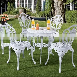 2017 White Cast Aluminum Patio Furniture Outdoor Dining Sets Table and Chairs thumbnail-1