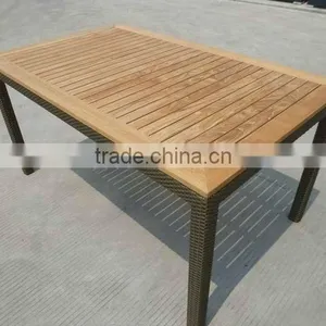 Patio Furniture Outdoor Rattan Teakwood Dining Table Top thumbnail-2