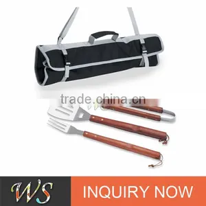 3 Piece Barbecue Tool Set W Folding Easy-carry Tote Bag thumbnail-1