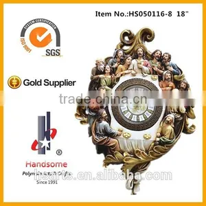 18 Inch Hot Sales Resin Clock 3d Last Supper Carving Wall Art Hanging Decoration thumbnail-1