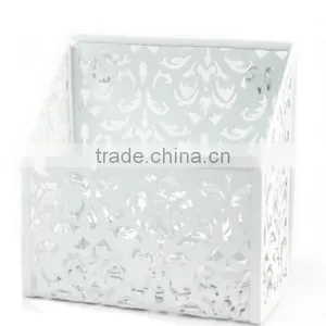 Flower Pattern Metal Punched Magnetic Desk Organizer Pen Holder thumbnail-2