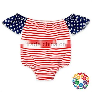 Baby Girls 4Th If July New Style Off Shoulder Flag Romper Fashion Design Flutter Sleeve Romper Baby thumbnail-1