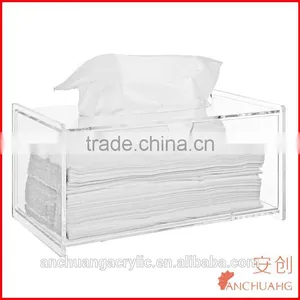 Modern Clear Acrylic Bathroom Facial Tissue Dispenser Box Cover / Decorative Napkin Holder thumbnail-2
