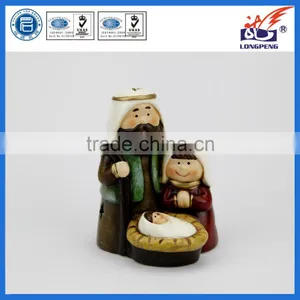 Ceramic Nativity Holy Family Jesus Mary Joseph for Christmas Oranment thumbnail-1