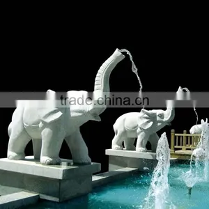 Hot Sale Home Decoration Stone Carving and Statues Marble Elephant Fountain thumbnail-1
