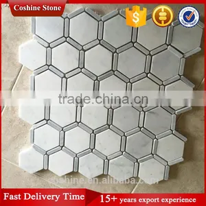 White Carrara Marble Hexagon Mosaice Tiles thumbnail-1
