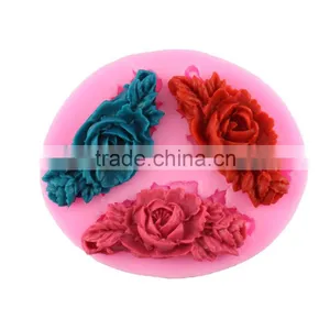 DIY Silicone Cake Mold Chocolate Chip Cake Mold Baking Tool Cake Decorating 3 Flower With Leaf Flower Shape 1688 Agent thumbnail-1