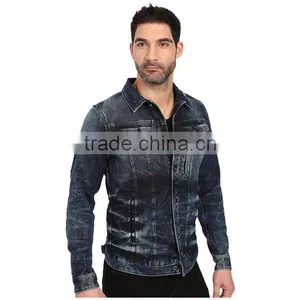 High Quality Men Jean Jacket Wholesale Slim for Sale Custom Your Own Design thumbnail-4
