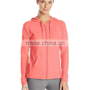 China Promotional Custom Supreme Quality Polyester / Cotton Zipper Long Sleeve Plain Sport Hoodie for Women thumbnail-4