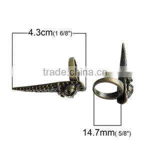 New Fashion Punk Unadjustable Fingertip Knuckle Nail Rings Antique Bronze Halloween Skull Carved Clear Rhinestone 14.7mm thumbnail-2