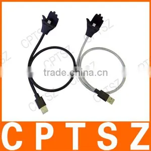 Creative Gift Palm Type Flexible Tube Metal Lazy Mobile Phone Bracket Charging Data Cable thumbnail-1