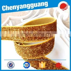 2017 Hot Shiny Stretch Glitter Folded Over Elastic Tape for Hairband,Room Decoration thumbnail-1