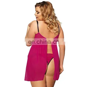 OEM Sexy Transparent Nude Babydoll for Fat Ladies thumbnail-5