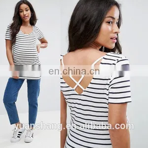 2017 New Look Maternity Stripe Cross Back T-Shirt thumbnail-1