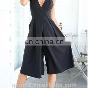New Model Hot Style Wide-legged Pant Small Quantity Deep V Neck Ladies Jumpsuit thumbnail-4
