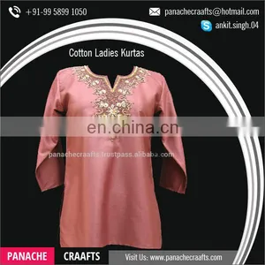 Best Quality Handwork Latest Ladies Designer Cotton Kurtis thumbnail-3
