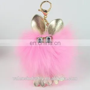 Hot Sales Wholesale Fluffy Faux Fox Fur Pom Poms Keychain Bird Shape Pom Pom Ball Pendant for Woman Cellphone/handbag/hats/Car thumbnail-1