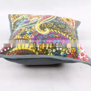 Hand-stitched Kantha Pillow Indoor & Outdoor-Indian Brown Multi Colour Kantha Cushion Covers-Kantha Pillow Covers Textile Art thumbnail-3