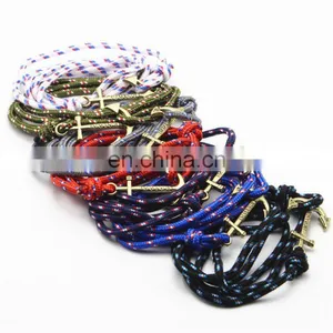 Women Men Multilayer Leather Handmade Rope Wristband Anchor Bracelet thumbnail-1
