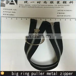 5# Black Tape Slider and Big Ring Puller Metal Zipper thumbnail-1