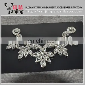 Professional Factory Wholesale White Silver Beaded Crystal Rhinestone Garment Applique Iron-On thumbnail-2
