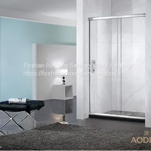 Tempered Glass Aluminum Framed Door Simple Shower Screen thumbnail-1