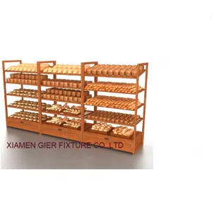 Useful Design Customized Size MDF PD and Metal Material Wood Bread Display Stand thumbnail-3