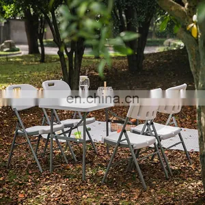 Factory Direct Supply Sturdy Rust Resistant Bar Banquet Plastic Folding Tables and Chairs for Events Outdoor Table thumbnail-2