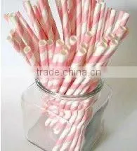 NEW Stripe Red & White Paper Drinking Straws thumbnail-1