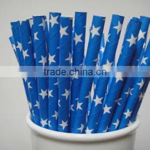 New Design Blue and White Stars Party Paper Straws thumbnail-1