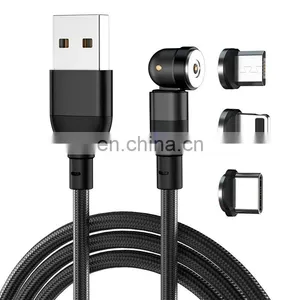 Wholesale 540 Rotation Magnet 3in 1 Nylon Led Micro USB Type C Data Magnetic Charging Cable for Phone thumbnail-1