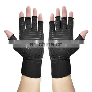 Wrist Strap Copper Infused Arthritis Gloves Fingerless Copper Compression Arthritis Gloves For Relieve Pain thumbnail-1