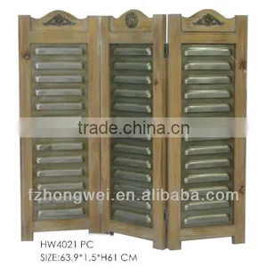 3-Panels Folding Antique Brown Wooden Room Divider/Room Screens for Home Decor Quality Choice thumbnail-1