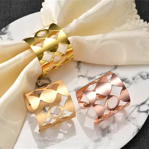 Amazon Best Selling Laser Cutting Round Napkin Holder Ring For Hotel & Restaurant Supplies Table Decoration thumbnail-1