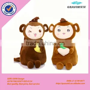 Plush Monkey Toy Bag With Kids thumbnail-1