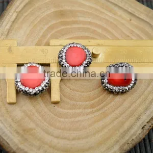 LFD-0013B DIY Druzy Coral Loose Bead , Pave Rhinestone Connectors Spacer Beads Jewelry Making thumbnail-2