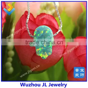 925 Sterling Silver Synthetic Hamsa Opal Gems Necklace For Sale Online With Factory Price thumbnail-1