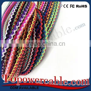 Colorful Braided Red White 3.5mm Male to Male Audio AUX Cable For Car thumbnail-5