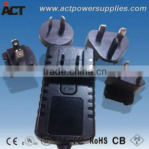 Wall Mount CE Approved 12V 12W Interchangeable AC DC Adapter thumbnail-1