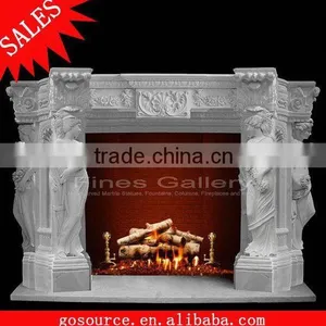 Fancy Hand Carved Marble Fireplace thumbnail-1