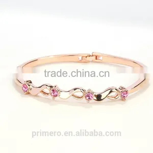 New 18k Rose Gold Filled Twist Clear Austrian Crystal Wrist Bracelet Bangle Jewelry thumbnail-2