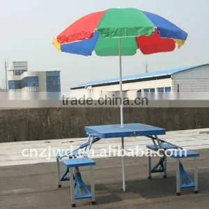 Plastic Picnic Table With Umbrella thumbnail-1