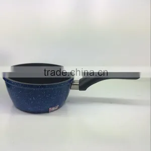 High Quality Low Price Aluminum Non-stick Press Forged Die Cast Sauce Pan Milk Cooking Pot Marble Coating Bakelite Handle thumbnail-1