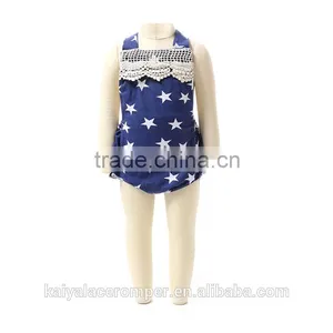 Wholesale Baby Clothes Knit Cotton Navy & White Star Baby Romper for Toddlers thumbnail-1