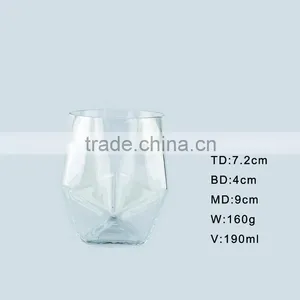 Special Unique Customized Size Clear Tranparent Popular Model Leadfree Diamond Shaped Shot Whisky Glass thumbnail-2