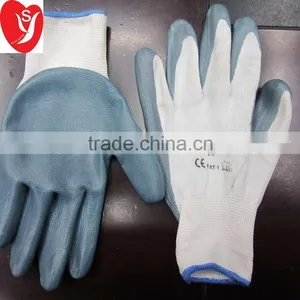 White Nylon Knitted Grey Nitrile Coated Gloves, Grey Nitrile Gloves Quality Choice thumbnail-1