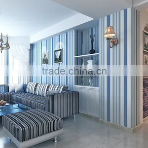 Modern Blue Stripe Non Woven Wallpaper for Home thumbnail-1